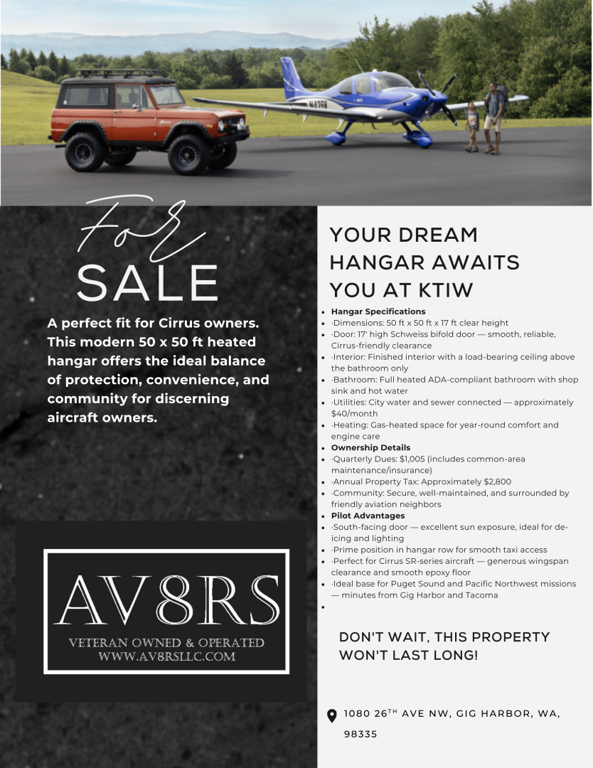 Box Hangar for Sale at the Tacoma Narrows Airport